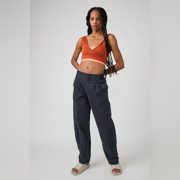 Free People Movement Mesmerize Me Pants Black XS Cargo Straight Leg Baggy Sporty - Picture 2 of 8